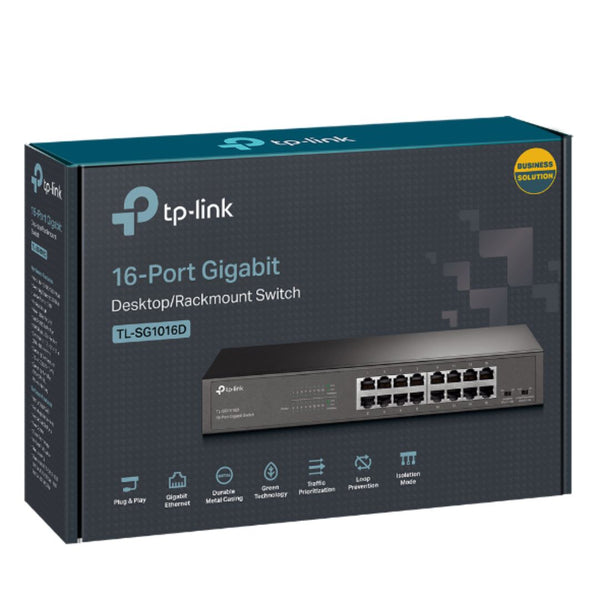 TP-Link TL-SG1016DE 16-Port Gigabit Easy Smart Switch Network Monitoring, Traffic Prioritization & VLAN Features Web-based User Interface