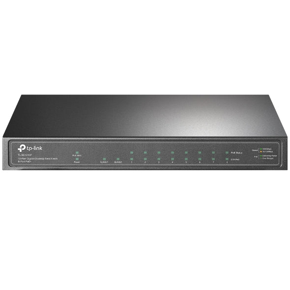 TP-Link TL-SG1210P 10-Port Gigabit Desktop Switch with 8-Port PoE+ IGMP Snooping 1 Gigabit SFP Slot, Fanless