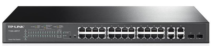 TP-Link T1500-28PCT (TL-SL2428P) JetStream 24-Port 10/100Mbps + 4-Port Gigabit Smart PoE+ Switch, Omada