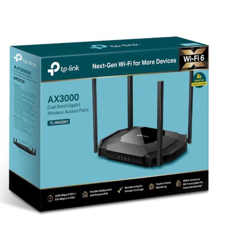 TP-Link TL-WA3001 AX3000 Gigabit Wi-Fi 6 Access Point, 3000 Mbps Dual Band WiFi , Passive PoE, Multiple Operation Modes