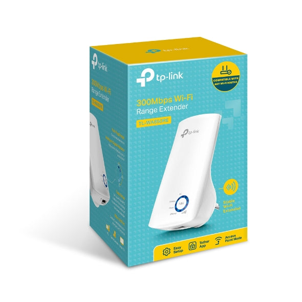 TP-Link TL-WA850RE N300 WiFi Range Extender 2.4GHz (300Mbps) 1x100Mbps LAN 802.11bgn 2x OnBoard antennas Mini size wall-mounted (~TL-WA855RE)