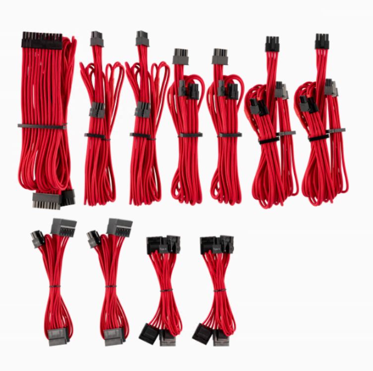 (LSFor Corsair PSU - Red Premium Individually Sleeved DC Cable Pro Kit, Type 4 (Generation 4)