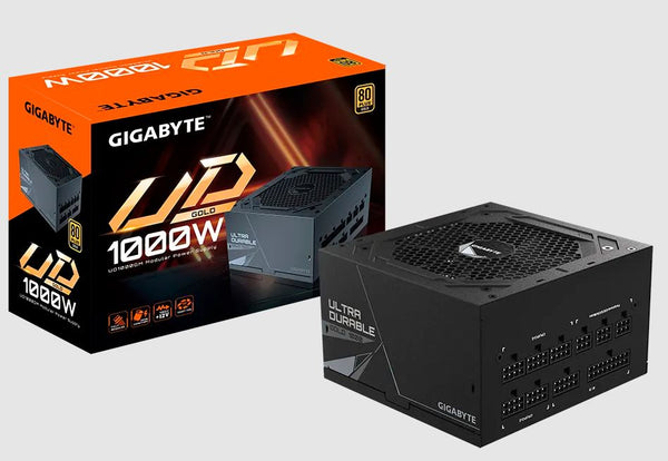 Gigabyte UD1000GM 1000W ATX PSU Power Supply  80+ Gold >90% 120mm Fan Black Flat Cables Single +12V Rail Japanese  >100K Hrs