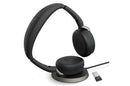 Jabra Evolve2 65 Flex MS Stereo Bluetooth Headset, Link380a USB-A Dongle & Wireless Charging Stand Foldable Design, 2Yr Warranty, 30m Wireless Range