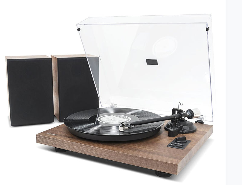 mbeat�HIFI Turntable with Speakers - Vinyl Turntable Record Player with 36W Bookshelf Speakers, 33/45 RPM, Bluetooth Streaming via Smart Devices
