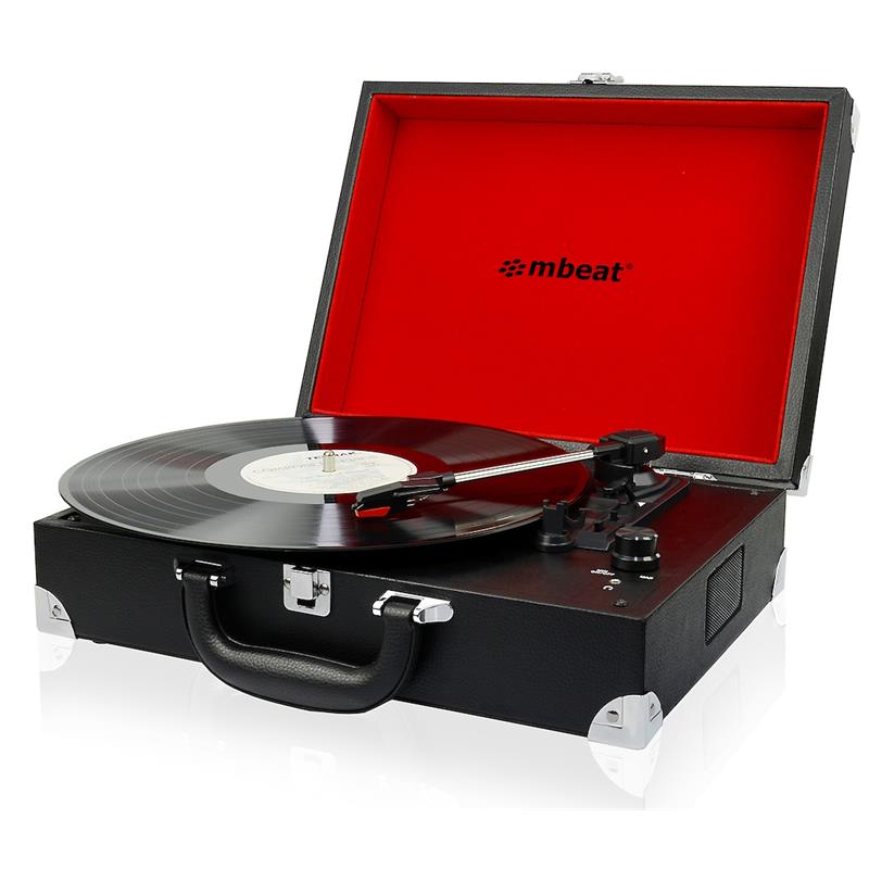 mbeat� Retro Briefcase-styled USB Turntable Recorder Built in 3.5mm headphone jack built-in speaker USB output support