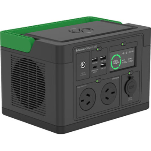 APC OffGrid Portable Power Station 330, 230V, 332Wh Lithium-ion, LCD, 2 AS3112 Australian outlets, Sinewave, 3 USB-A, 1 USB-C, Wireless Charger