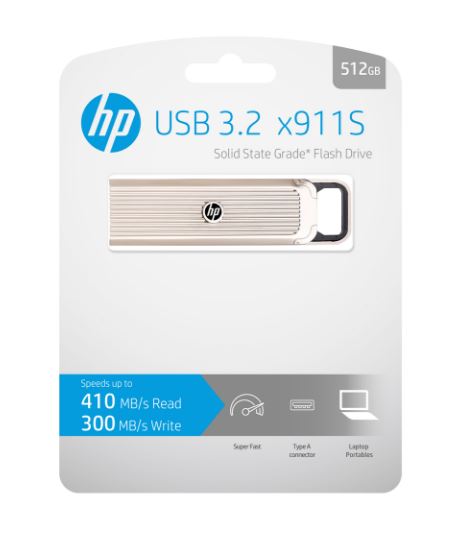 (LS) HP HPFD911S-512 - USB 3.2 Type A - 410MB/s (read), 300MB/s (write) (LS>HPFD911S-256)