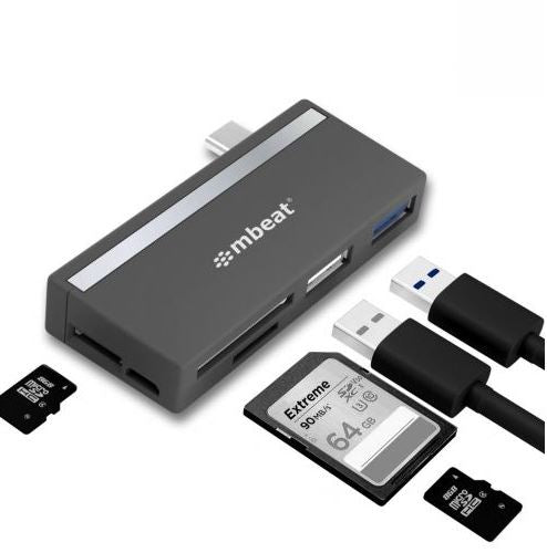 mbeat�  Essential� 5-IN-1 USB- C Hub ( USB hub 2.0, 3.0, SD/TF Card Reader Supports SDXC, MicroSDXC) USB 3.0 Speed: Up to 5Gbps Weight: 18g
