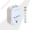 Sansai USB Travel Adaptor USB A + C 2xUSB Charging Outlets 100-240VAC 10A 2400W Compatible with plugs from many countries