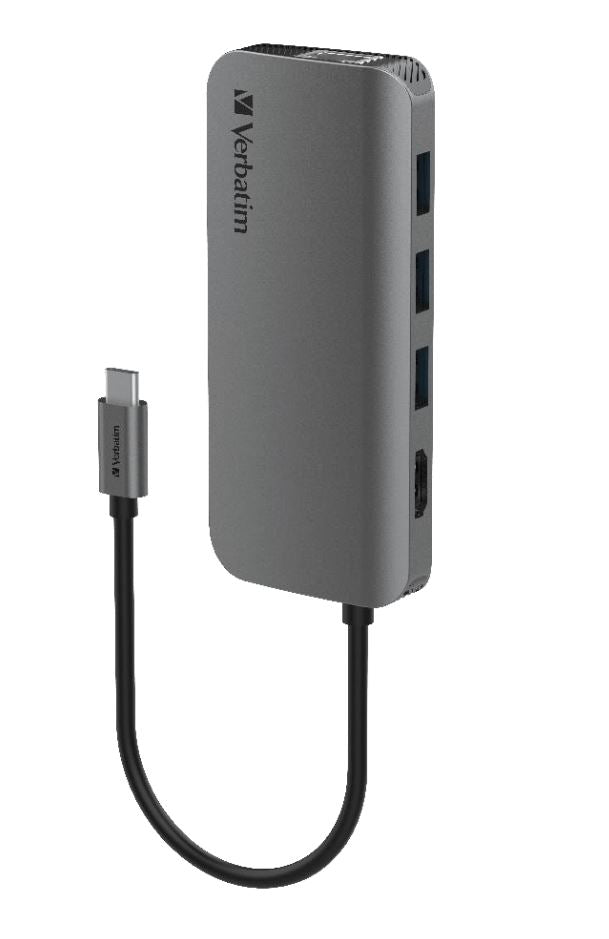 Verbatim USB-C Hub with HDMI, RJ45, SD, microSD, 3x USB A, USB-C PD 100W - Space Grey(LS)