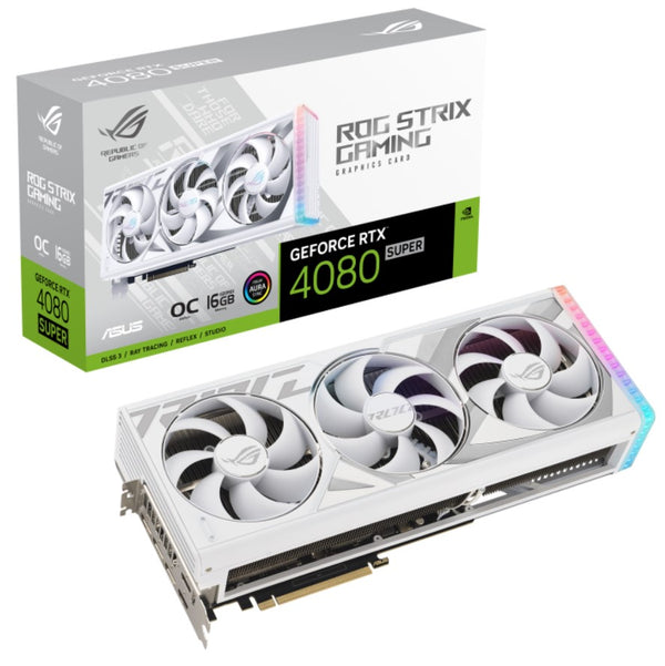 ASUS nVidia GeForce ROG-STRIX-RTX4080S-O16G-WHITE RTX4080 SUPER 16GB GDDR6X White OC Edition, AI Performance 865, 2640 MHz Boost Clock, RAM 23Gbps