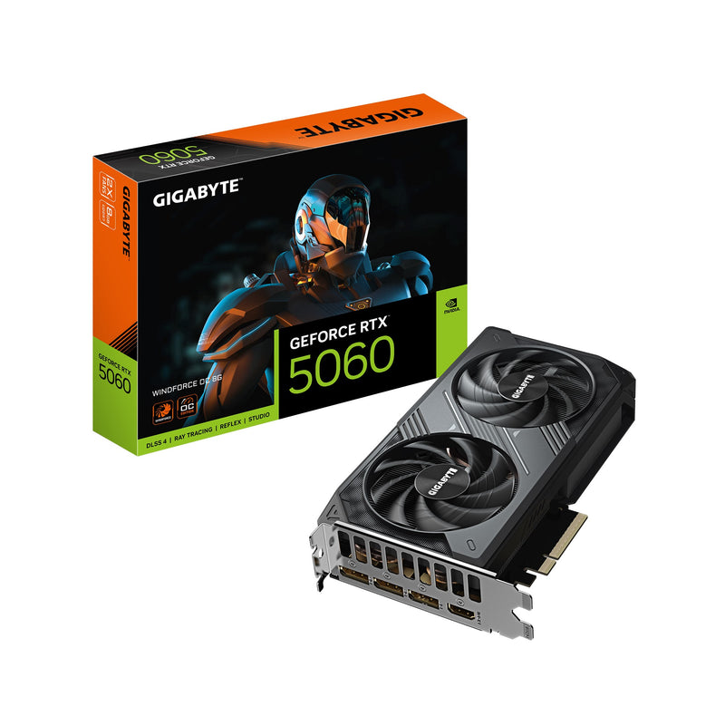 Gigabyte GeForce RTX™ 5060 WINDFORCE OC 8G, 2512 MHz, CUDA 3840, 28 Gbps. GDDR7, 128 bit, PCI-E 5.0, PSU 450W, DisplayPort 2.1b *3 HDMI 2.1b x1