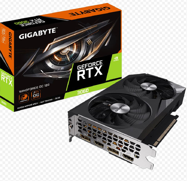 Gigabyte GeForce RTXâ„¢ 3060 WINDFORCE OC 12G 1.0 GDDR6 Video Card, 1792 MHz PCI-E 4.0, 1x HDMI 2.1 *2 (rev. 2.0)