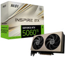 MSI nVidia GeForce RTX™ 5060 Ti 8G INSPIRE 2X OC, PCI Express® Gen 5 x 16, Boost: 2617 MHz, CUDA 4608 Units, 8GB GDDR7, HDMI™ x 1