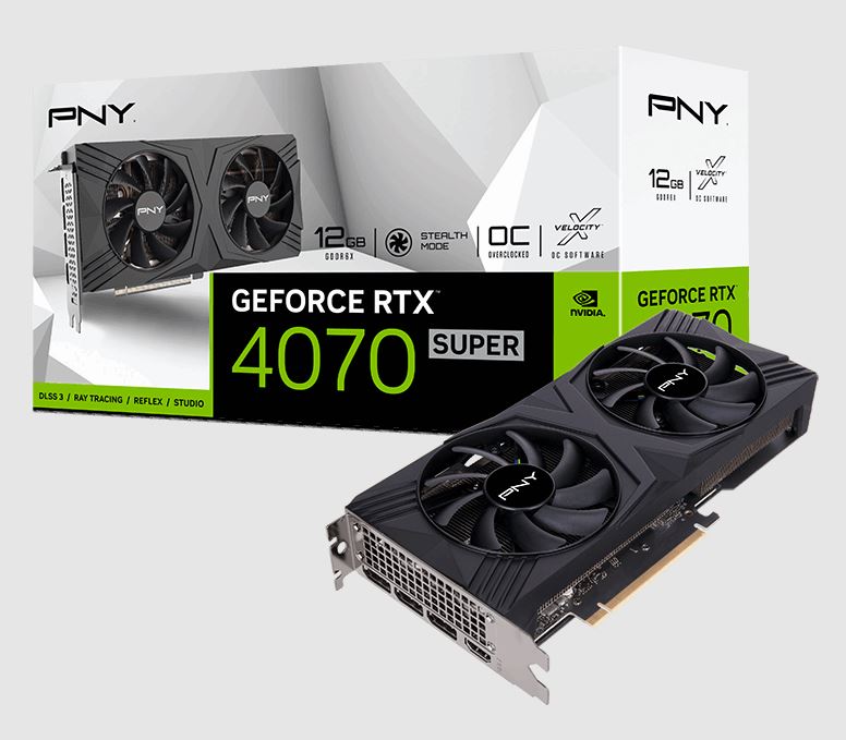 PNY GeForce RTXâ„¢ 4070 SUPER 12GB VERTOâ„¢ Dual Fan Overclocked Edition DLSS 3